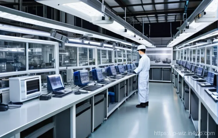 온쇼어링 비즈니스의 시장 진입 전략 - **Prompt:** A dynamic, brightly lit, and clean modern Japanese factory interior, showcasing a divers...
