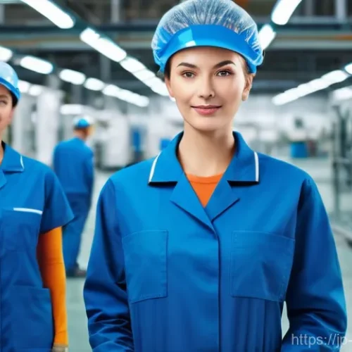 온쇼어링 비즈니스의 성과 분석 기법 - 8%', highlighting significant improvements. Workers are wearing clean, professional factory uniforms...