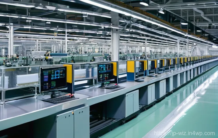 온쇼어링 비즈니스의 성과 분석 기법 - 8%', highlighting significant improvements. Workers are wearing clean, professional factory uniforms... 온쇼어링 비즈니스의 성과 분석 기법 - 8%', highlighting significant improvements. Workers are wearing clean, professional factory uniforms...