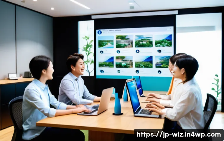 온쇼어링 비즈니스의 운영 최적화 기법 - A modern Japanese office setting featuring a diverse team of professionals engaged in a lively video...