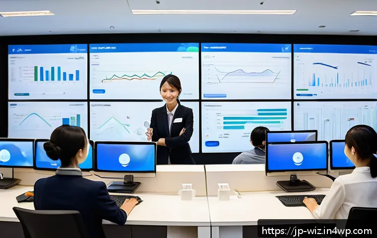 온쇼어링 비즈니스의 고객 유지 전략 - A modern Japanese customer service office scene showing a diverse team of professional onshore staff...