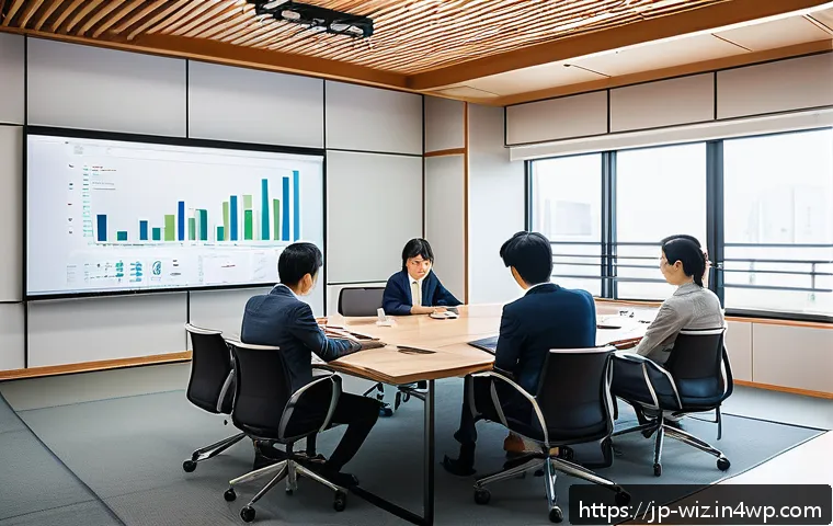 온쇼어링 비즈니스의 파트너십 관리 - A modern Japanese office setting with diverse professionals collaborating closely around a large tab...